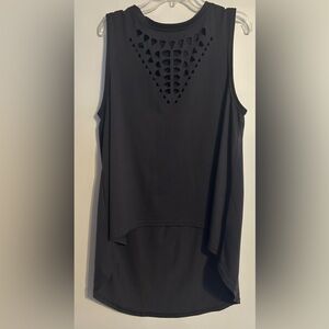 Elegant Black Sleeveless Tank with Geometric Cutouts